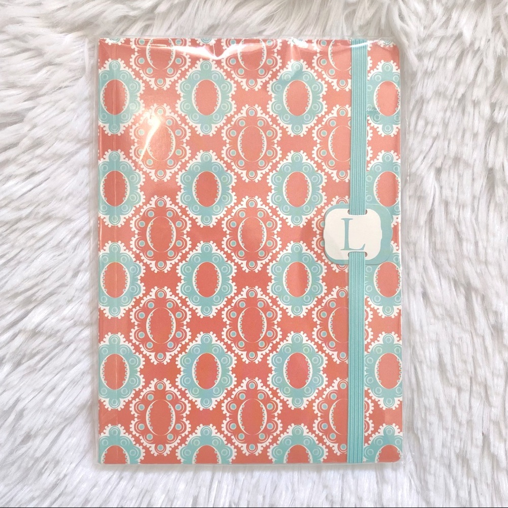 🍓 Aqua & Peach “L” Initial Bohemian Victorian Hippie Journal Notebook